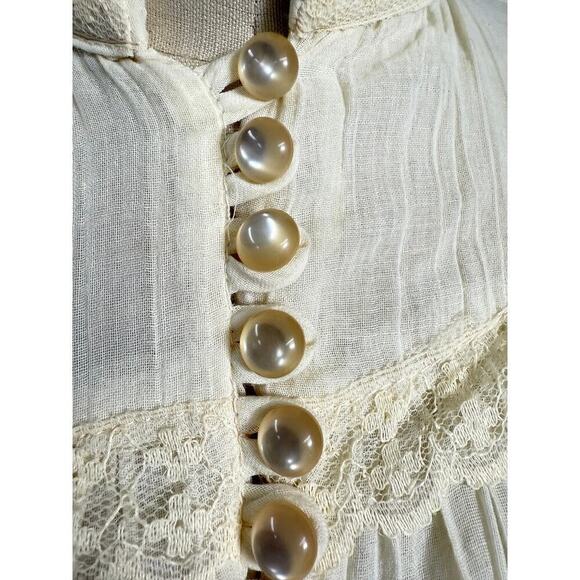 VTG 1970s Ivory Gauze Lace Blouse + Skirt Set Gunne Sax Style Romantic Sz M 11 - Picture 4 of 6